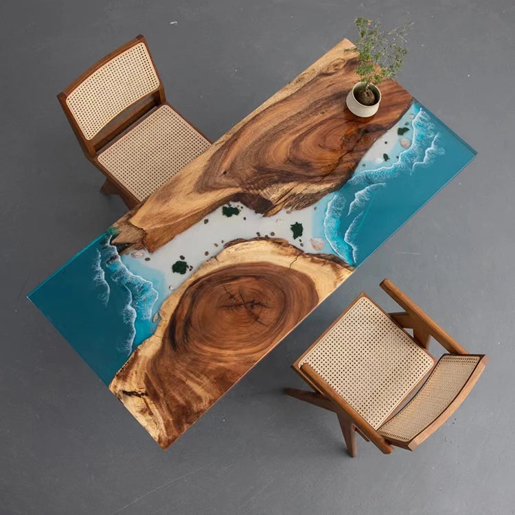 Waterfall epoxy resin wooden coffee table rosewood coffee table live edge epoxy resin coffee table