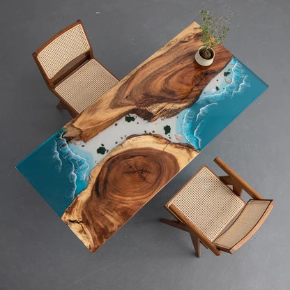 Waterfall epoxy resin wooden coffee table rosewood coffee table live edge epoxy resin coffee table