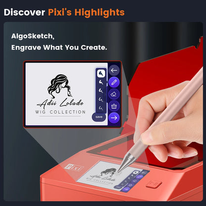 AlgoLaser PIXI Mini Portable Laser Engraver with Touch Screen Smart Class 1 Laser Engraver Machine for Business DIY Logo Dog Tag