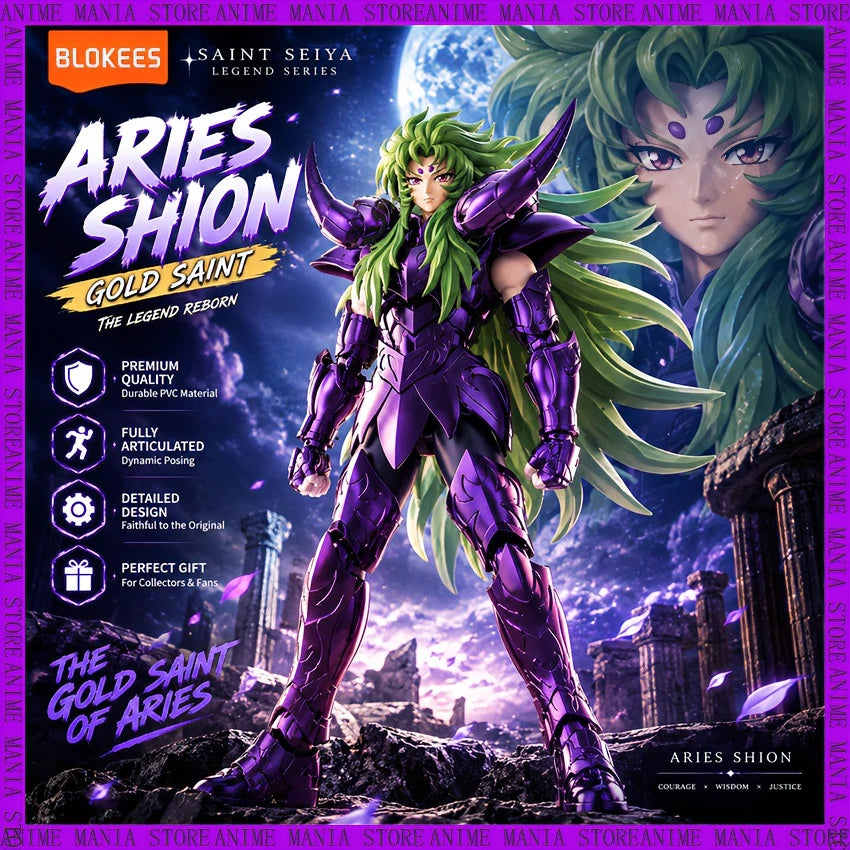 New Blokees Saint Seiya Champion Class  Aries Shion Libra Tong Hu Funeral Robe Snap Fit Model Articulated Anime Birthday Gift