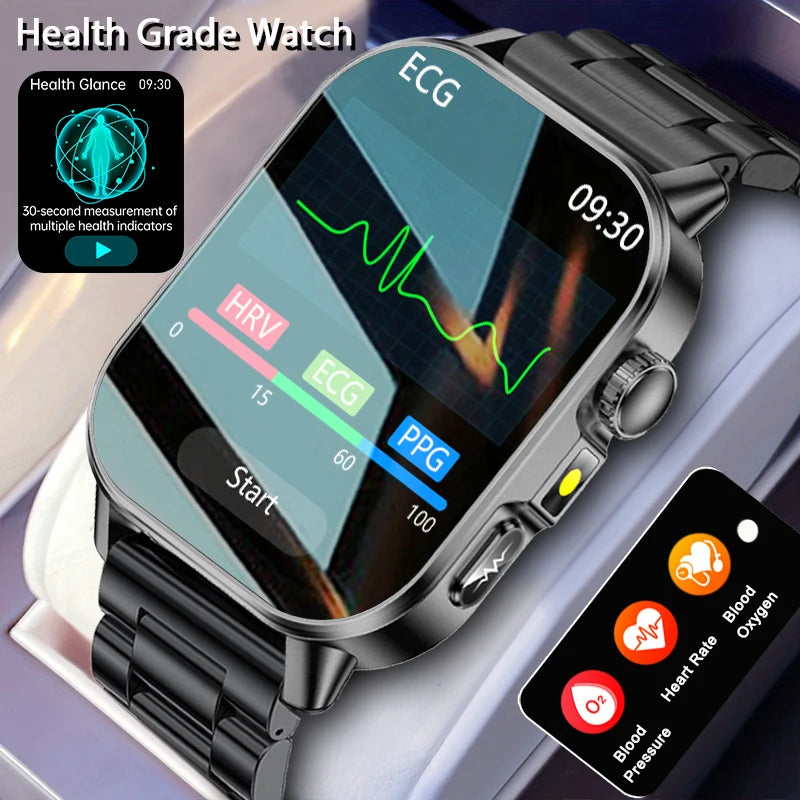 2026 New ECG+PPG Health AI Diagnosis Analysis Smart Watch Blood Lipid Uric Acid Tracker Clock NFC Bluetooth Call Watch Men Women