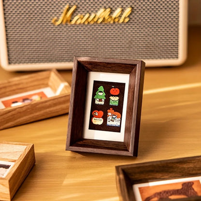 Mini Wooden Photo Frame 3 Inch Polaroid Picture Display Stand Small Card Collectible Frames Tabletop Desk Ornament for Family