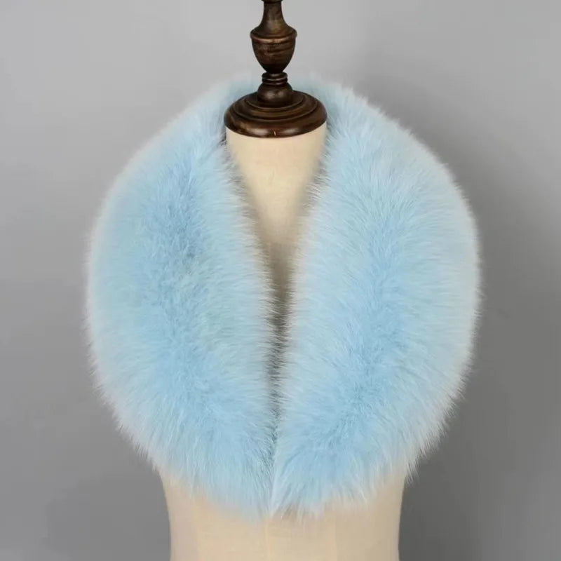 Fox Fur Collar 100% Real Fox Fur Scarf Winter Women Natural Fur Gray Collar Large Size Neck Warmer Fur Scarf Shawls