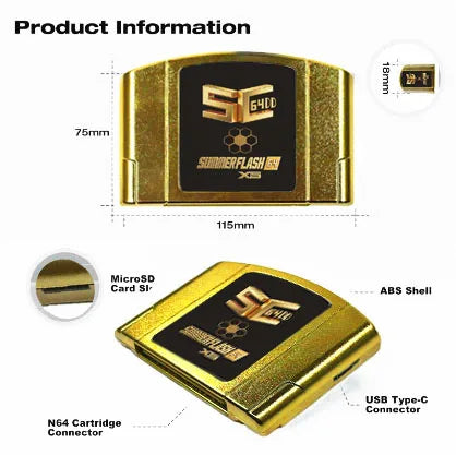 SC64 SummerflashX5 gold cart 64 Open Source N64DD Flash TF Cart SC64 GBC SNES 64DD 5000-in1 Retro Video Game Console Accesories