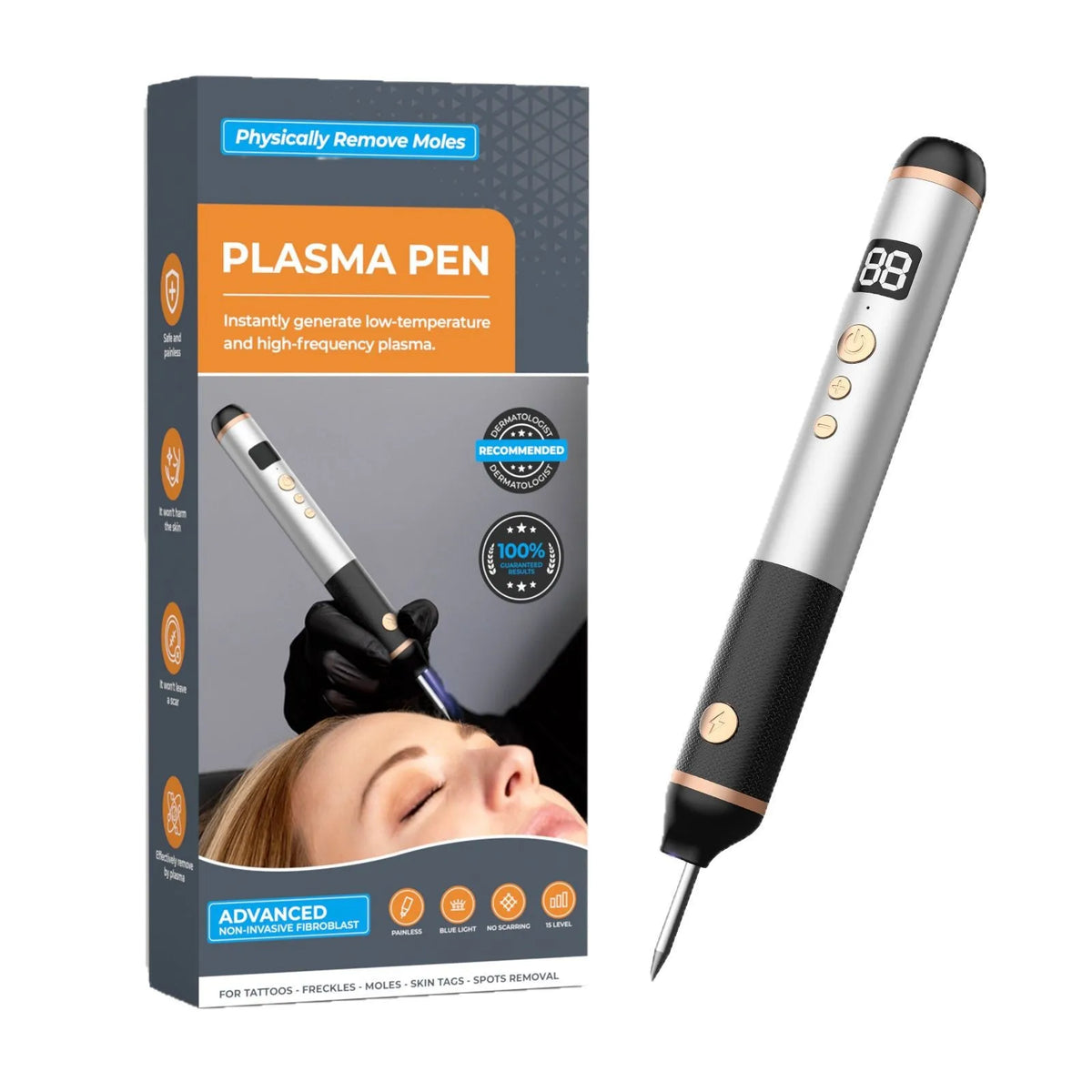 Face Beauty Tools Portable 15-Level Painless Plasma Pen for Skin Wart Mole Removal Electrocautery Device Face Skin Eraser Tools