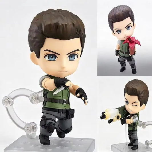 Q Version 681# Chris Redfield Resident Evil Posable Changeable Face Action Figure Exquisite Collectible Model Toy Ornament Gift