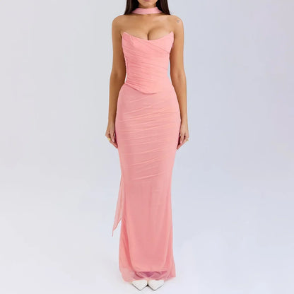 BWQ Elegant 2 Pieces Dress Set with Scarf Women Fashion Matching Sets Sexy Cropped Top and Long Dress Set Casual Dress 2026