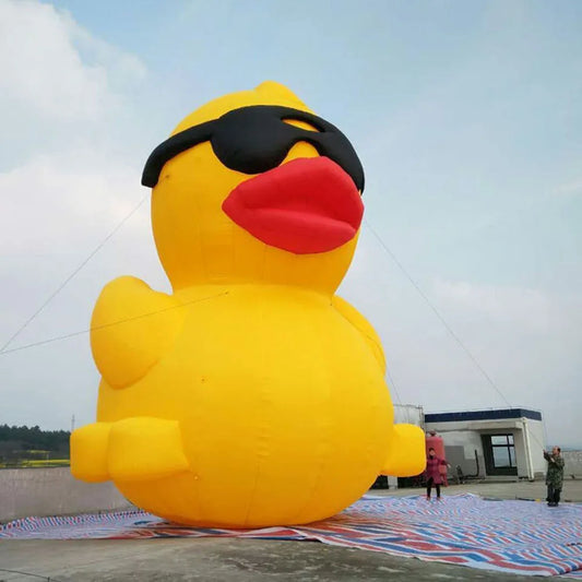 Cool Giant Inflatable Yellow Duck With Blower Oxford Inflatable Rubber Duck Animal Mascot For Outdoor Decoration Promotion