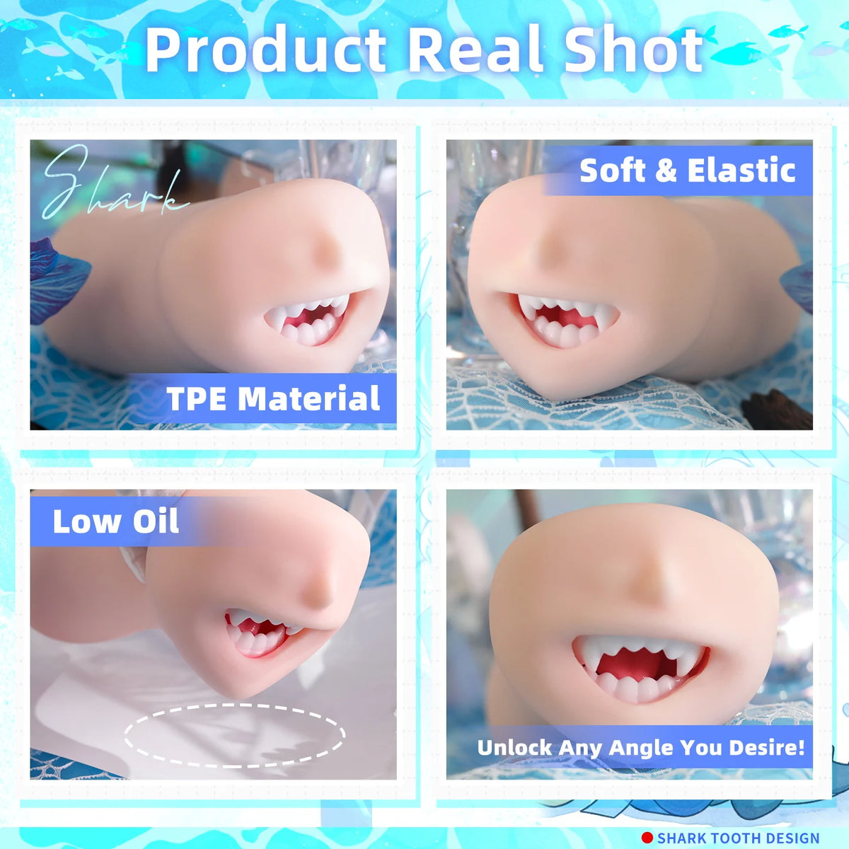 YUU Mouth Male Masturbator Real Mouth Deep Throat Pocket Pussy Blowjob with Fangs Tongue Sea Predator Masturbation Toys Oral Sex