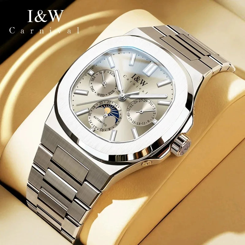 Carnival Original Brand Luxury Watches for Men Fashion Waterproof Business Calendar Automatic Mechanical Wristwatch Reloj Hombre