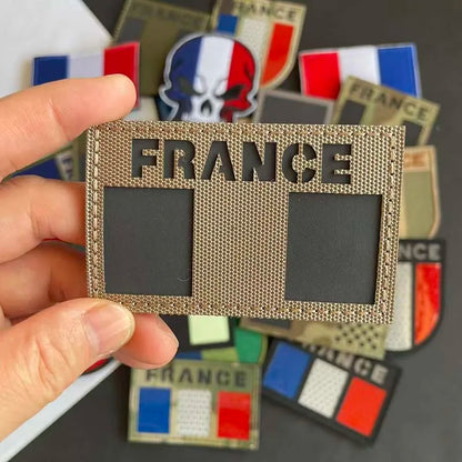 France Flag Patch Clothes Applique Embroidery Morale Emblem,IR Reflective Patches Military Armband Stickers Tactical Badge
