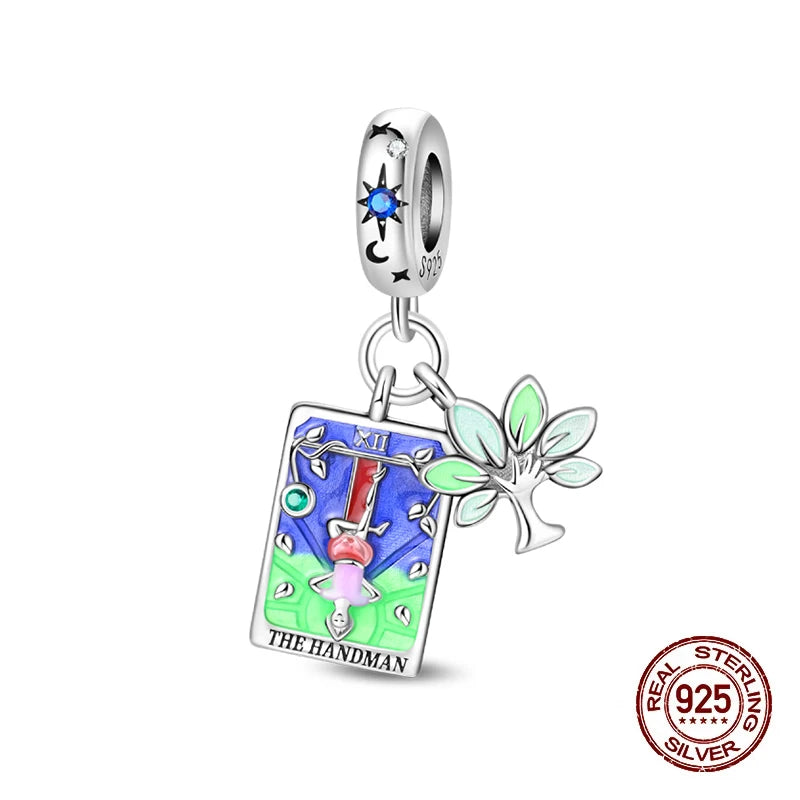 100% 925 Sterling Silver Tarot Collection Pendant DIY Hourglass Beads Fit Pandach Original Bracelet Women Jewelry Birthday Gift