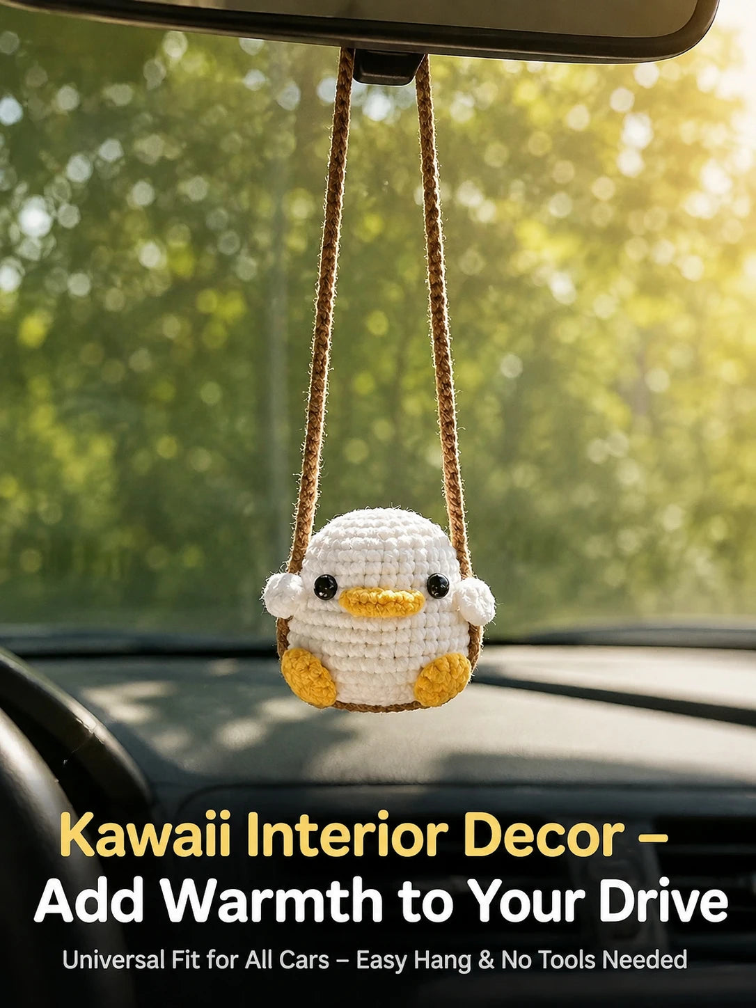 Cute Duck & Frog Car Hanging Ornament, Rearview Mirror Pendant, Kawaii Interior Decoration Gift, Fits Most Vehicles