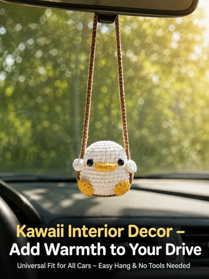 Cute Duck & Frog Car Hanging Ornament, Rearview Mirror Pendant, Kawaii Interior Decoration Gift, Fits Most Vehicles