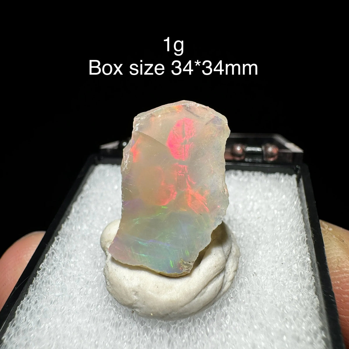 Natural Rare Colorful Ethiopia Opal (No Need Water) Gem Mineral Specimen Box Size:34X34mm (Need Lighting) Sunlight Best