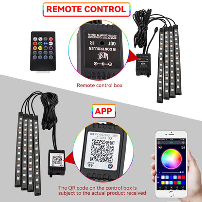 Car RGB Ambient Light LED Auto Foot Strips with USB Cigarette Automotive Interior Lights Strip Decoration Bar Control