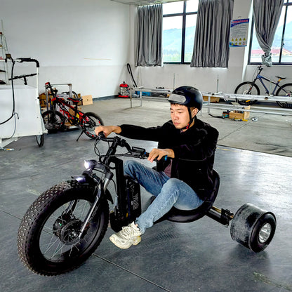 Powerful 48V Electric Drift Trike Front Hub Motor Kids Go Kart Teenagers Adults Lithium Battery Power Supply Disc Brake System