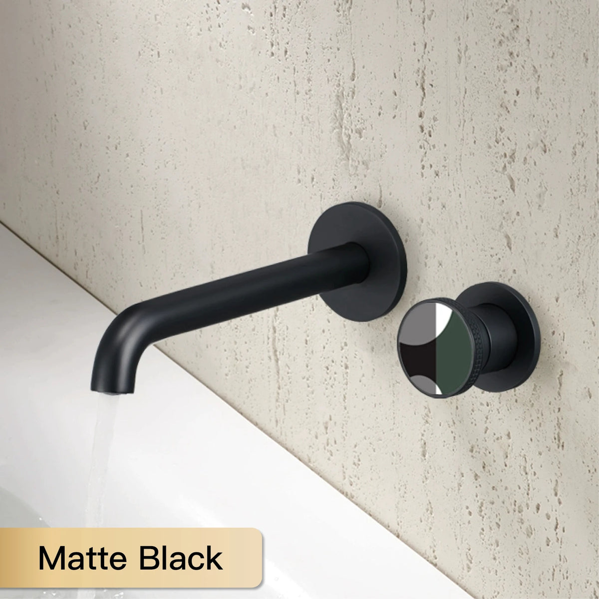 Modern luxury gun gray brass bathroom faucet with wall mounted design, cold and hot dual control, simple basin faucet