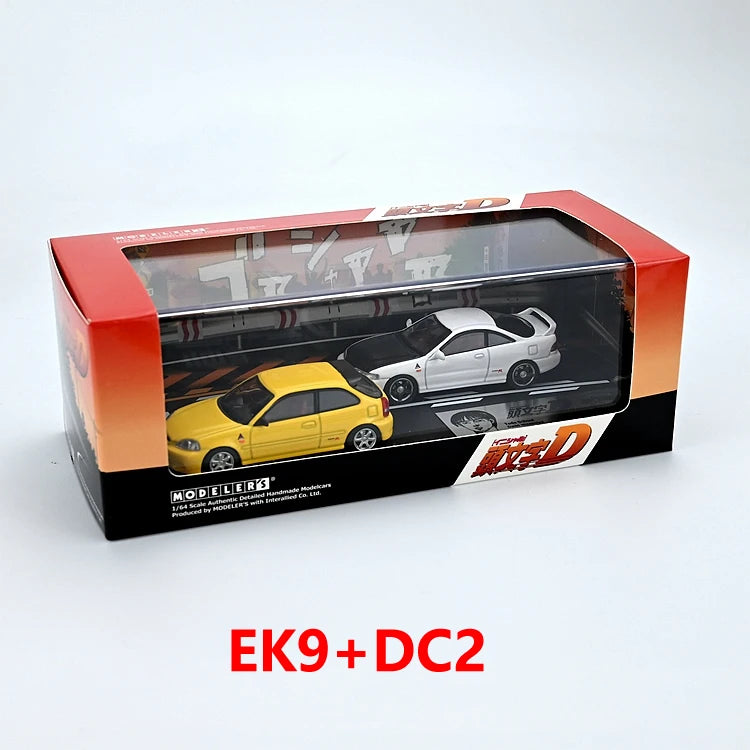 Anime 1:64 first text D AE86 RX7 NSX with scene set Alloy die-cast simulation car model,adult decoration,boy toy,children's gift