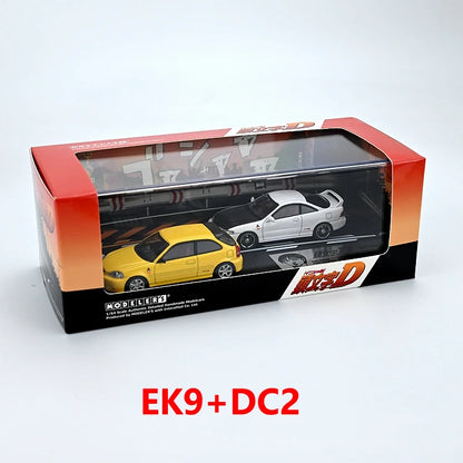 Anime 1:64 first text D AE86 RX7 NSX with scene set Alloy die-cast simulation car model,adult decoration,boy toy,children's gift