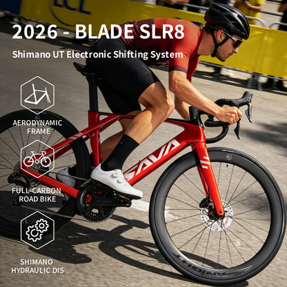 SAVA SLR8 Full Carbon Fiber E-Shift Road Bike with SHIMAN0 ULTEGRA 8170 Di2 Kit Cyclocross Road Bike Racer