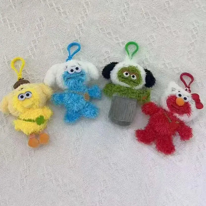 Enlightenment Cartoon Plush Keychain Cute ELMO Cookie Monster School Bag Pendant Big Bird Oscar Soft Stuff Accessories For Fans