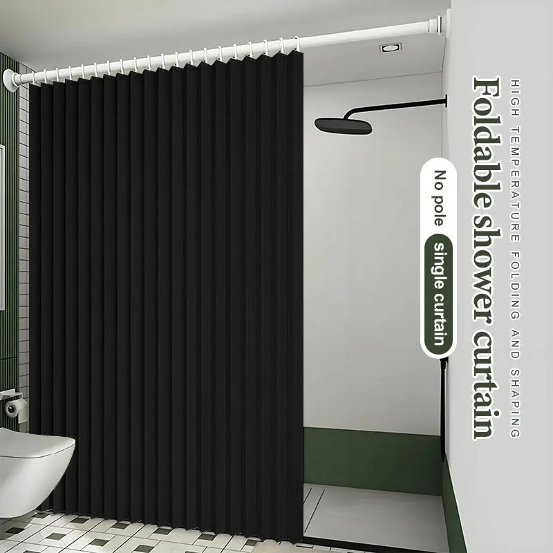 Foldable Magnetic Shower Curtain with Magnetic Buckle Waterproof Bathroom Privacy Screen Dry Wet Separation for Home Hotel
