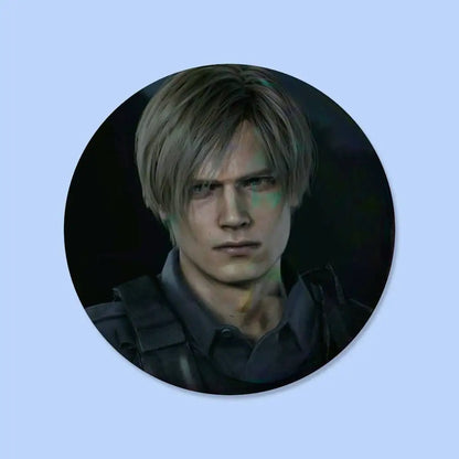Game Resident Evil Cartoon Leon Kennedy Badges 25 32 44 58 75 Mm Round Cosplay Pin Bag Decor Friends Gifts Brooch Souvenir