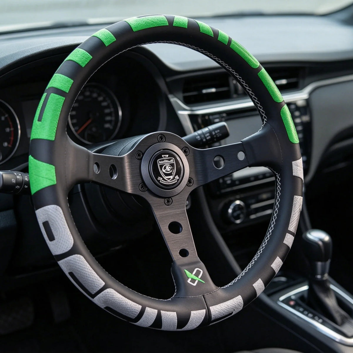 Vertex Sports Steering Wheel Leather Aluminum Alloy Embroidery Racing Modified Auto Parts Universal Car Steering Wheel