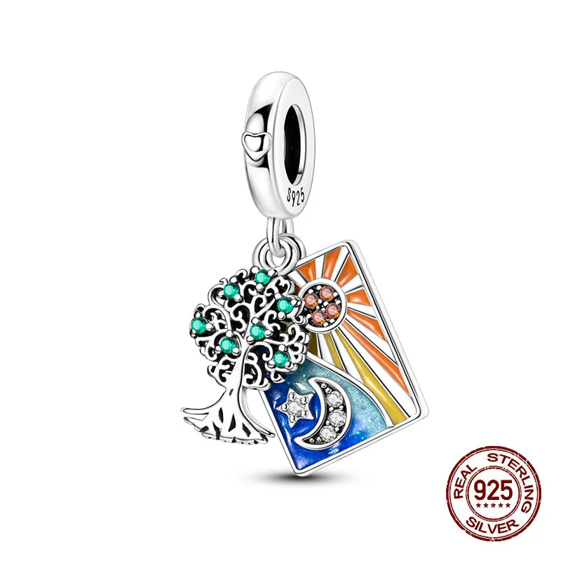 100% 925 Sterling Silver Tarot Collection Pendant DIY Hourglass Beads Fit Pandach Original Bracelet Women Jewelry Birthday Gift