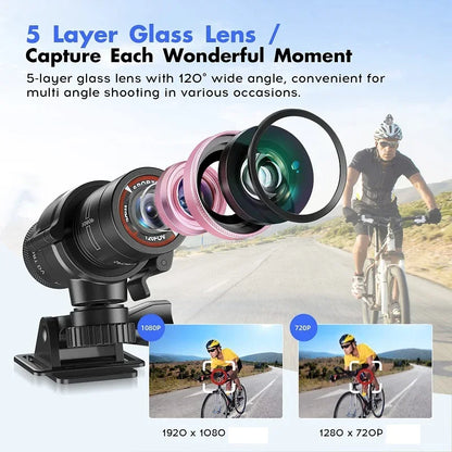 FHD 1080P Mini Camera Sport DV Action Sports Camera Flashlight Helmet Video Ideal For Bike Cycle Motorcycle Waterproof Camcorder