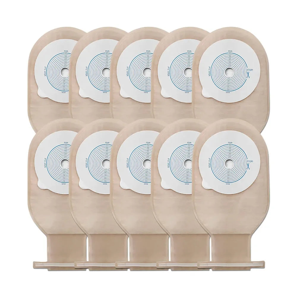 10-50pcs Drain valve One-piece System Colostomy Bags for Adults Disposable Colostomy Pouch Opening 20-65mm With Clip Closure