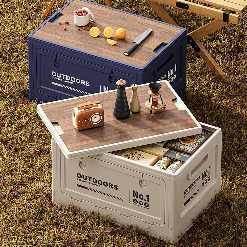Rechargeable storage box, vehicle storage box, car trunk organizer box, large-capacity outdoor folding storage box