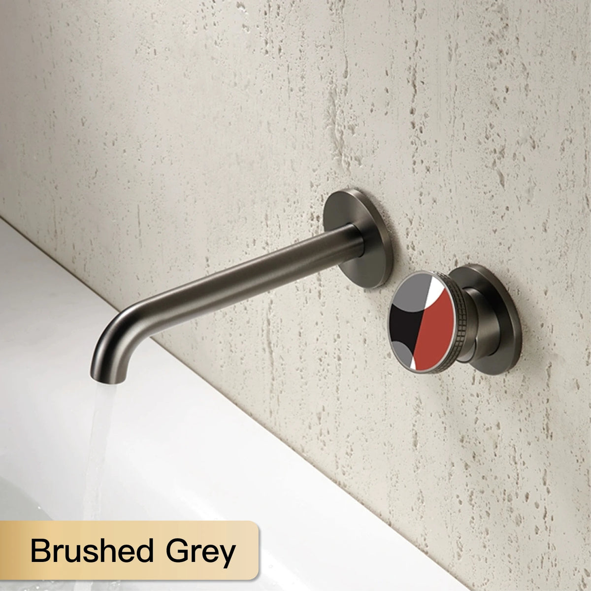 Modern luxury gun gray brass bathroom faucet with wall mounted design, cold and hot dual control, simple basin faucet