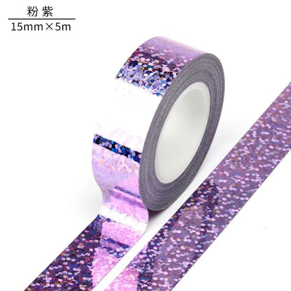 5M Laser Pattern Tape Blue Green Silver Creative Color Basic DIY Bookkeeping Decorative Material Stickers Handmade Tape