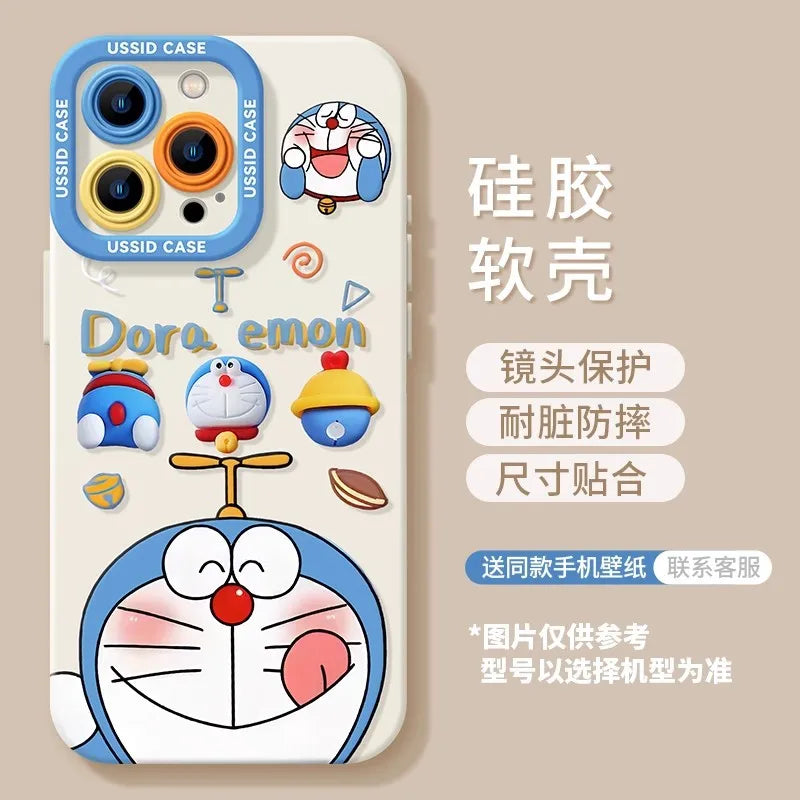 Ussid Case Phone Case Cartoon Doraemon With Mirror Lanyard Kickstand Cute Aesthetic For Iphone 17 16 Pro Max 15 14 13 12