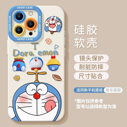 Ussid Case Phone Case Cartoon Doraemon With Mirror Lanyard Kickstand Cute Aesthetic For Iphone 17 16 Pro Max 15 14 13 12