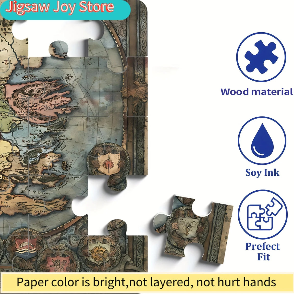 A  Puzzle Featuring a Seamless Map of Westeros, Perfect for Puzzle Enthusiasts. Ideal for Family Events Such As Halloween, Chr