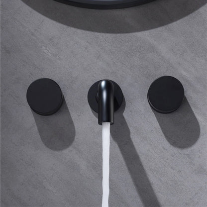 Luxury Black Bathroom Concealed Faucet Wall-Mounted Design, Double Handle, 3-Hole Cold and Hot Dual-Control Brass Basin Tap