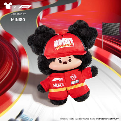 MINISO Disney Mickey Mouse F1 Racing Keychain Pendant Vinyl Plush Doll Bag Charm Collectible Toy Speed Life Series Gift