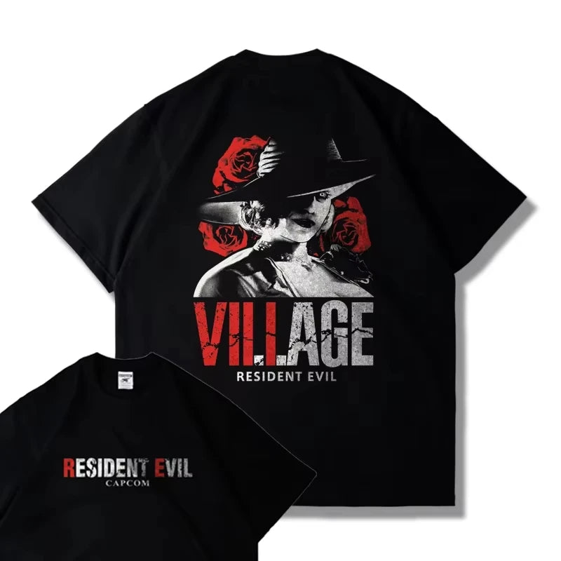 CAPCOM Game PS5 Resident Evil 4 Remastered Short Sleeve T-shirt Men's and Women's Loose Clothes Leon Printed Harajuku Y2k Top