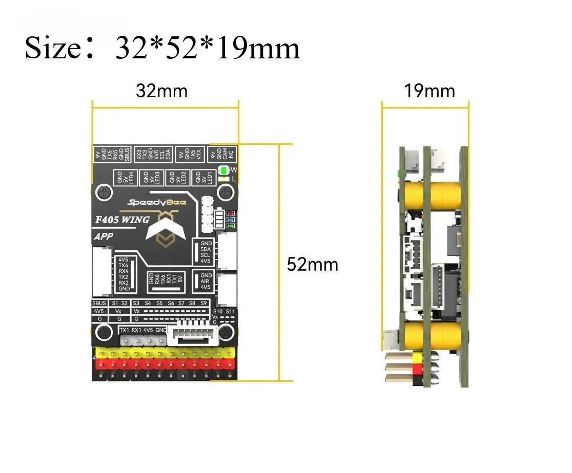 Speedybee F405 Wing APP FC F405 Wing MINI Flight Controller 2-6S LiPo for RC Fixed Wing Model Airplane Drone Flight Controller