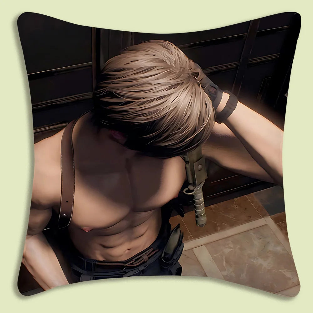Pillow Covers Cartoon Leon Kennedy Sofa Decorative Home Double-sided Printing Short Plush Cute Cushion Cover