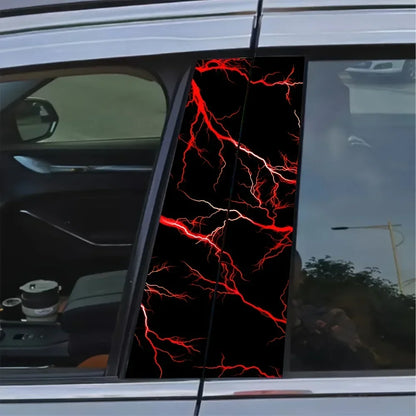 2-Piece bold red lightning wave vinyl car decal easy to stick on glass and metal surfaces