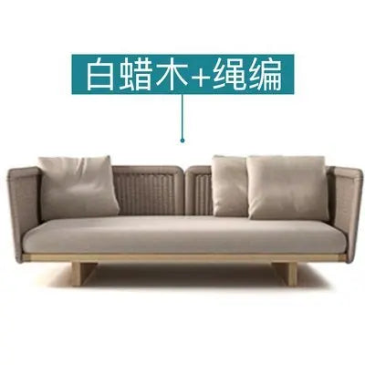 Woven Rattan Outdoor Sofa with Solid Wood Base, Weather-Resistant Patio Couch, 3-Seater Lounge Sofa for Balcony & Garden