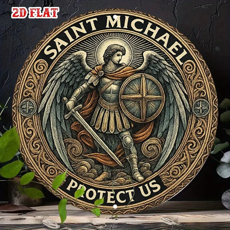 CIFBUY Retro Vintage Archangel Michael Aluminum Wall Art Weatherproof Durable Alloy Decor for Home Kitchen Cafe Prayer