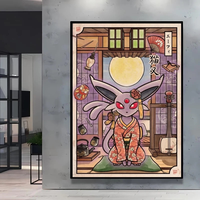 1pc frameless Canvas Paintings Retro Canvas Poster Prints Pokemon Gengar Blastoise Cartoon Character Picture Wall Art Home  Chil