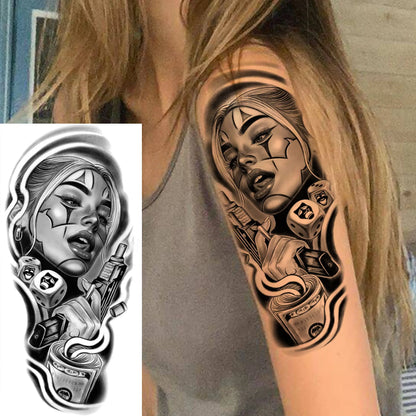 1 Sheets Chicano Prison Gangster Temporary Tattoos For Women Men Adults Fake Tattoo Sticker Water Transfer Self Adhesive Arm Leg