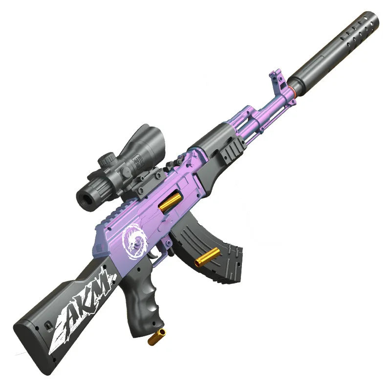 Ak47 Assault Rifle Manual Repeating Shell Ejection Soft Bullet Toy Gun Children Boy Simulation Toy Gun Akm Perfect Gift