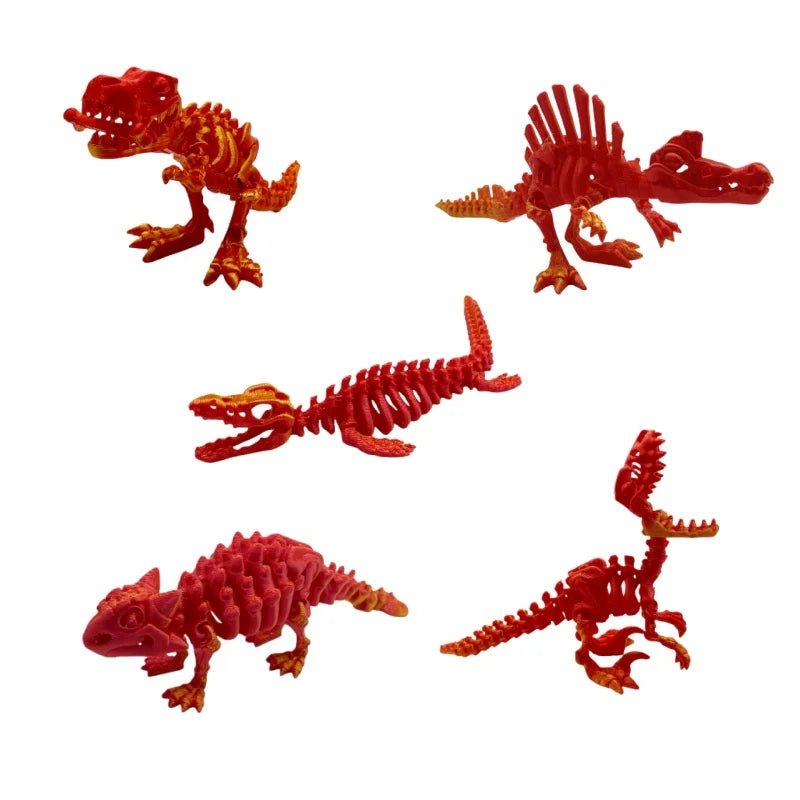 5-Piece 3D Printed Dinosaur Set with Movable Joints, Including Ankylosaurus, Sauron, and Spinosaurus, Home and Decor Display Pie